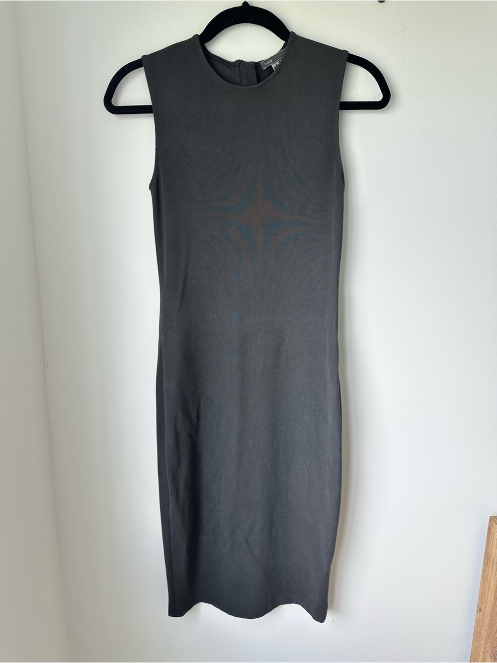 Vince Sleeveless Midi Bodycon Dress - Charcoal Gray - Size XS